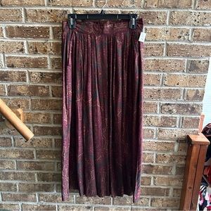 VTG 80s Retro Rare Paisley Floral Print Burgundy Brown Tone Skirt NWT